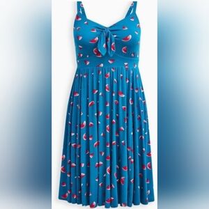 NWT Sz Med/Large 10 W/POCKETS!  Torrid (Sz 00) Soft Midi Dress Watermelon Print